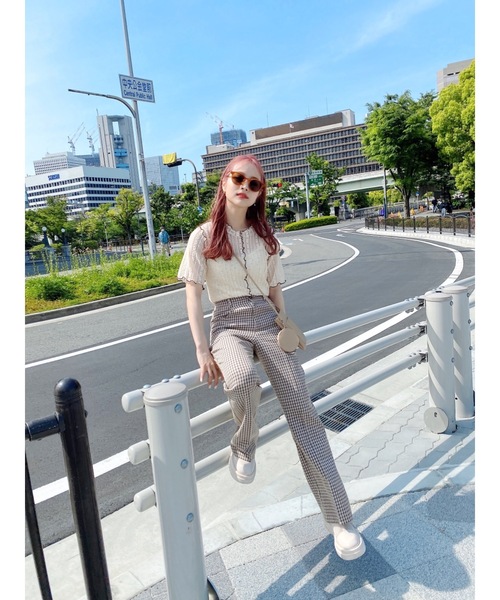 JUMELLE(ジュメロ)の「チェックパンツ(スラックス・レディース・ブラック/ワイン・SMALL/MEDIUM)」の6枚目の写真