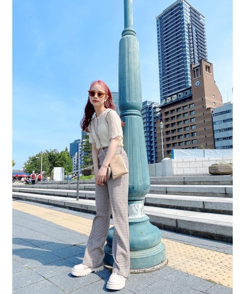 JUMELLE(ジュメロ)の「チェックパンツ(スラックス・レディース・ブラック/ワイン・SMALL/MEDIUM)」の17枚目の写真