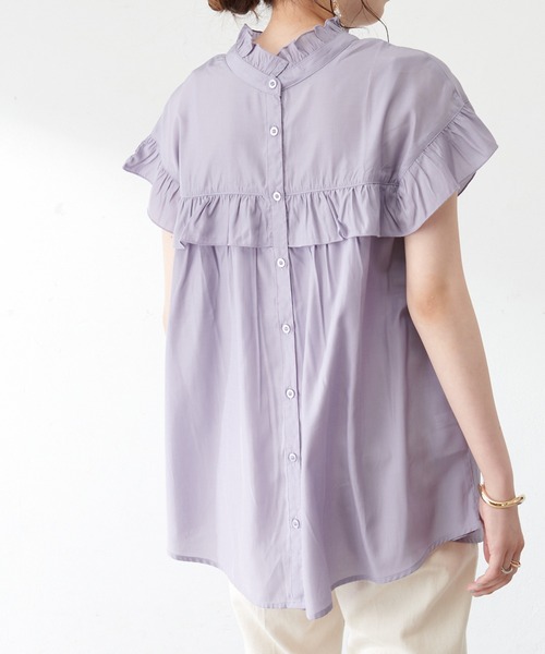 DISCOAT（ディスコート）の「【WEB限定】フリルノースリブラウス（シャツ/ブラウス・レディース・ホワイト/ブラック/スミクロ/ミント/ブルー/サックスブルー/ブルー系その他/グレー/ブラウン/グリーン系その他/アイボリー/ブラック系その他・FREE）」の20枚目の写真