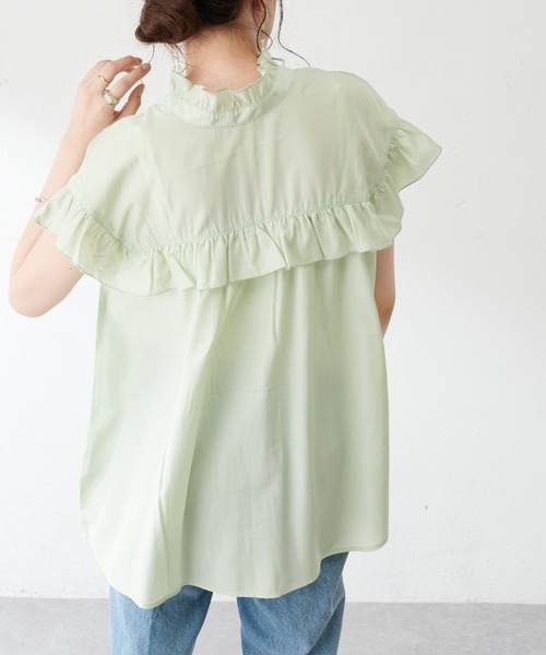 DISCOAT（ディスコート）の「【WEB限定】フリルノースリブラウス（シャツ/ブラウス・レディース・ホワイト/ブラック/スミクロ/ミント/ブルー/サックスブルー/ブルー系その他/グレー/ブラウン/グリーン系その他/アイボリー/ブラック系その他・FREE）」の13枚目の写真