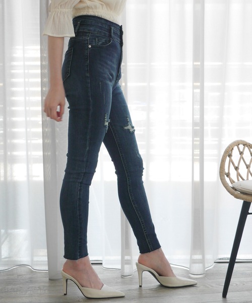 LIPSERVICE（リップサービス）の「HWクラッシュスキニ－denim（デニムパンツ・レディース・ブラック/インディゴブルー・S/M/XS）」の3枚目の写真