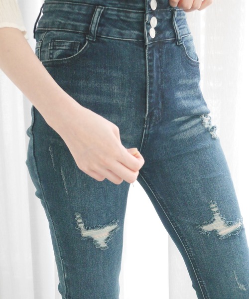 LIPSERVICE（リップサービス）の「HWクラッシュスキニ－denim（デニムパンツ・レディース・ブラック/インディゴブルー・S/M/XS）」の9枚目の写真