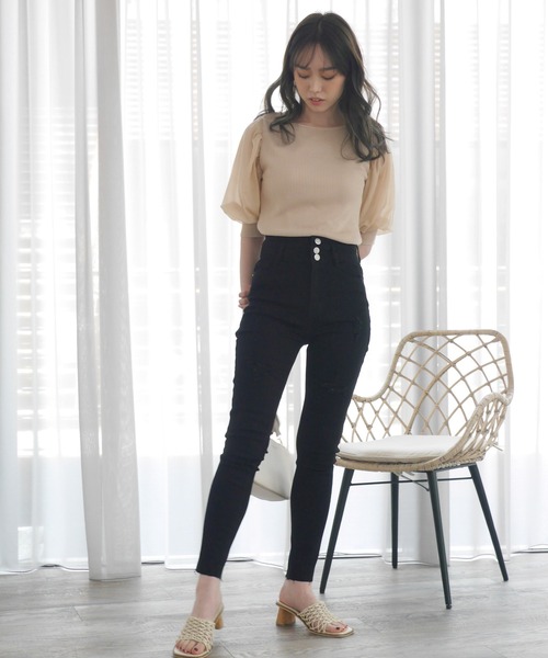 LIPSERVICE（リップサービス）の「HWクラッシュスキニ－denim（デニムパンツ・レディース・ブラック/インディゴブルー・S/M/XS）」の5枚目の写真