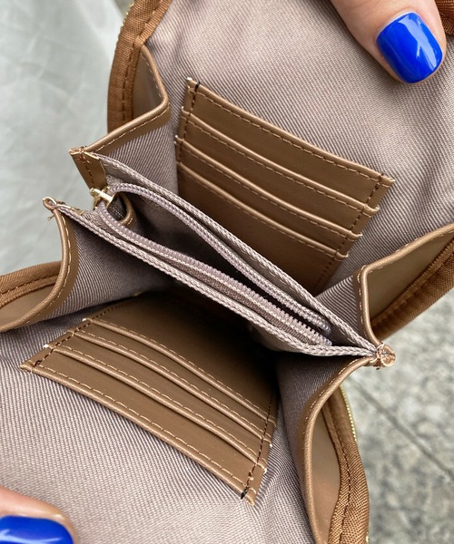 DouDou（ドゥドゥ）の「キャンバス×レザー機能ポシェット（ショルダーバッグ・レディース・ブラック/ブラウン・FREE）」の5枚目の写真