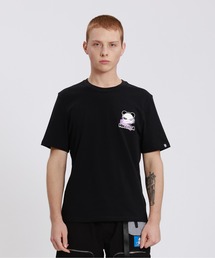 HIPANDA ハイパンダ メンズ オーロラカラー絆創膏 ワンポイントプリント 半袖Tシャツ