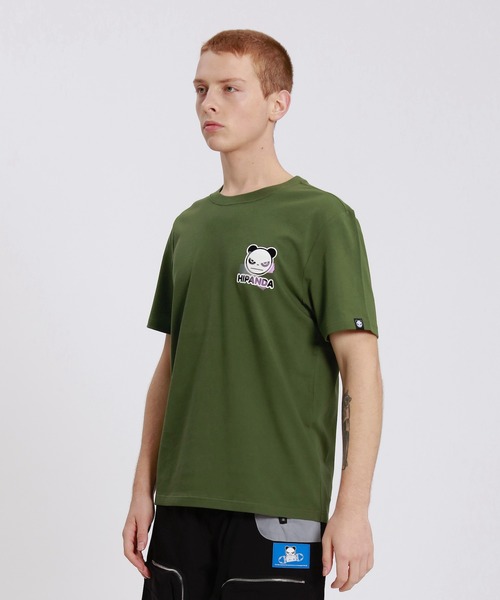 HIPANDA（ハイパンダ）の「HIPANDA ハイパンダ メンズ オーロラカラー絆創膏 ワンポイントプリント 半袖Tシャツ（Tシャツ/カットソー・メンズ・アーミー/ブラック/ホワイト・X-LARGE/LARGE/MEDIUM/SMALL/XX-LARGE）」の12枚目の写真