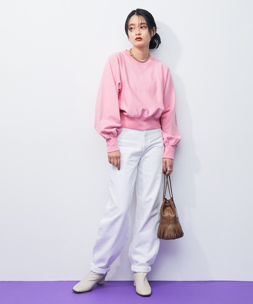 ADAM ET ROPE'（アダムエロペ）の「【ZOZO限定】クルーネックボリュームスリーブスウェット（スウェット・レディース・ライトグレー/ブラック/ピンク・38/36）」の7枚目の写真