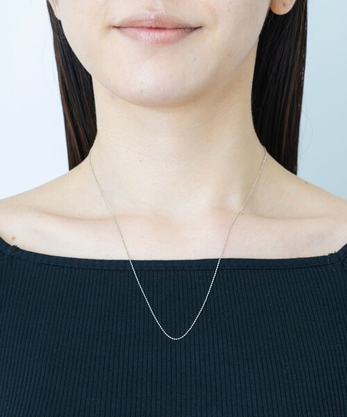 ネックレス K10WG カットボールチェーン ネックレス