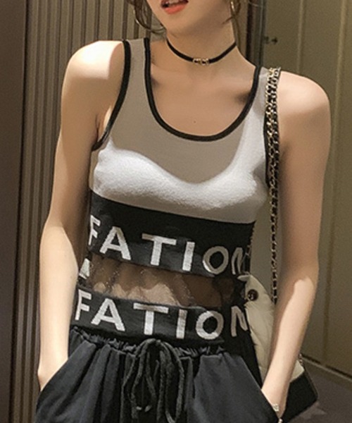 Anuenue(アヌエヌエ)の「レディース シースルータンクトップ(タンクトップ・レディース・ピンク/ホワイト/グレー/ブラック・FREE)」の3枚目の写真