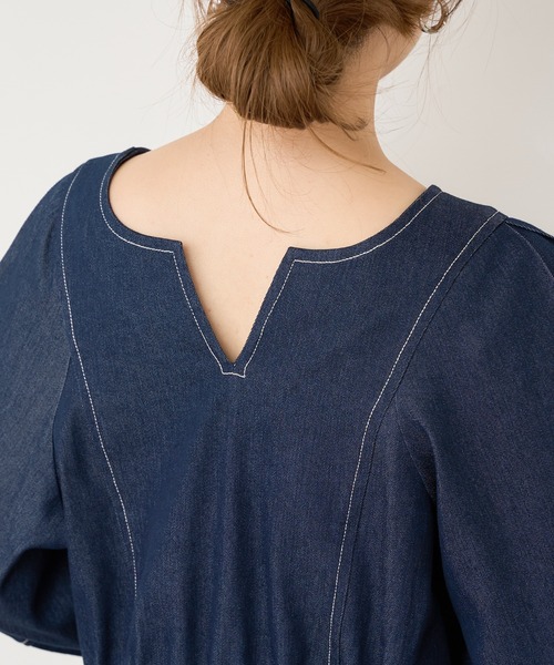 natural couture（ナチュラルクチュール）の「【WEB限定】ランタンスリーブチュニックワンピース（ワンピース・レディース・ブラック/アイボリー/ブルー系その他・FREE）」の20枚目の写真