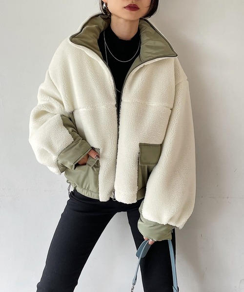 PAGEBOY（ページボーイ）の「ボアショートブルゾン（ブルゾン・レディース・ブラック/ホワイト系その他/ブラウン系その他・FREE）」の2枚目の写真