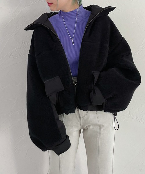 PAGEBOY（ページボーイ）の「ボアショートブルゾン（ブルゾン・レディース・ブラック/ホワイト系その他/ブラウン系その他・FREE）」の3枚目の写真