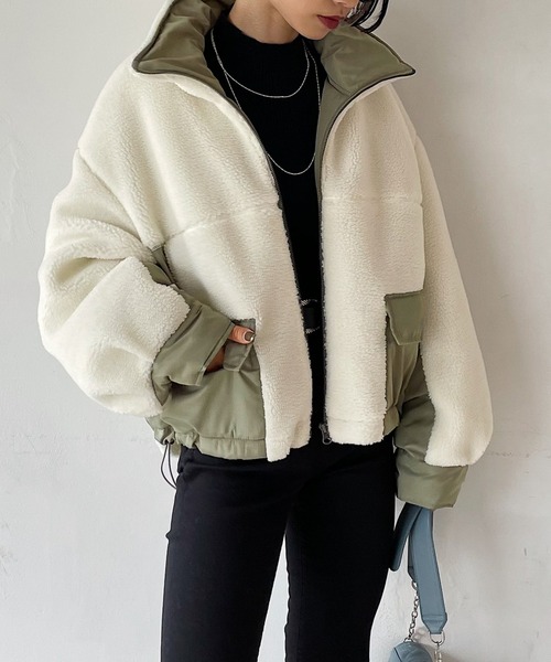 PAGEBOY（ページボーイ）の「ボアショートブルゾン（ブルゾン・レディース・ブラック/ホワイト系その他/ブラウン系その他・FREE）」の5枚目の写真