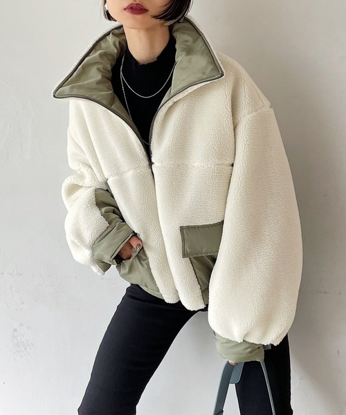 PAGEBOY（ページボーイ）の「ボアショートブルゾン（ブルゾン・レディース・ブラック/ホワイト系その他/ブラウン系その他・FREE）」の6枚目の写真