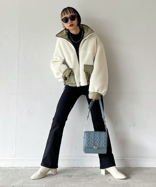 PAGEBOY（ページボーイ）の「ボアショートブルゾン（ブルゾン・レディース・ブラック/ホワイト系その他/ブラウン系その他・FREE）」の8枚目の写真