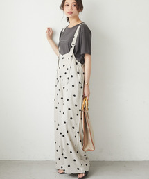 ・SUGAR SPOON リネンドットサロペットパンツ＊
