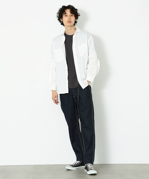 Lee(リー)の「ラウンドカラー 長袖シャツ(シャツ/ブラウス・メンズ・ホワイト/ネイビー・SMALL/MEDIUM/LARGE)」の6枚目の写真