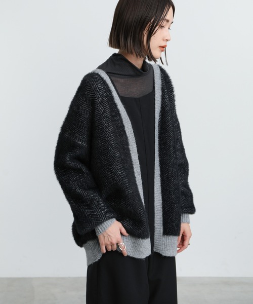 select MOCA(セレクトモカ)の「ヘリンボーンシャギーニットカーディガン(カーディガン/ボレロ・レディース・ブラック/ベージュ/ブラウン・FREE)」の13枚目の写真