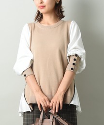 INTERPLANET | サイドＺＩＰプリーツデザイン異素材ドッキングプルオーバー(ニット/セーター)