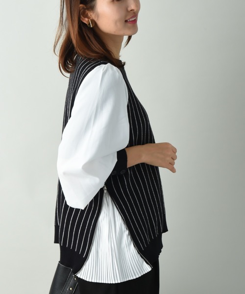 INTERPLANET（インタープラネット）の「サイドＺＩＰプリーツデザイン異素材ドッキングプルオーバー（ニット/セーター・レディース・ブラック/ベージュ/ブラウン/グレー/ブラック系その他/グリーン・FREE）」の17枚目の写真