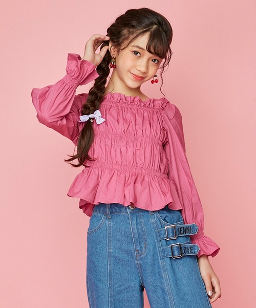 JENNI love(ジェニィラブ)の「シャーリングブラウス(シャツ/ブラウス・キッズ・ベージュ/ピンク/ブラウン・150cm/160cm/130cm/140cm)」の3枚目の写真