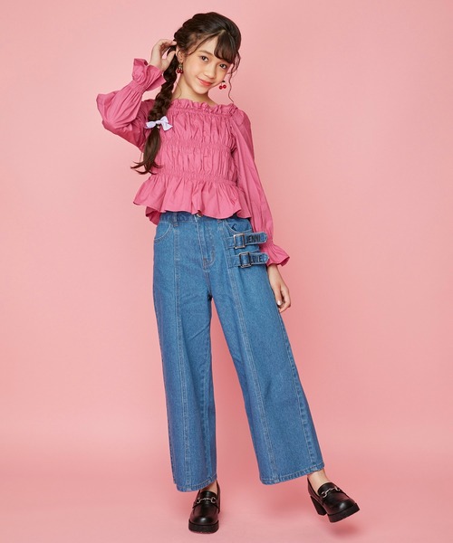 JENNI love(ジェニィラブ)の「シャーリングブラウス(シャツ/ブラウス・キッズ・ベージュ/ピンク/ブラウン・150cm/160cm/130cm/140cm)」の7枚目の写真