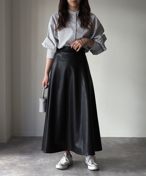 Riberry（リベリー）の「ロングフレアスカート（スカート・レディース・ブラック/アイボリー/ベージュ・MEDIUM）」の17枚目の写真