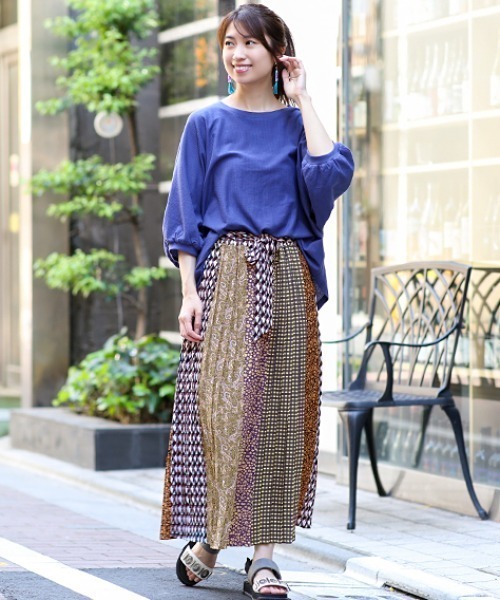 チチカカ（チチカカ）の「パッチプリーツスカート（スカート・レディース・グリーン/ブラウン・FREE）」の15枚目の写真