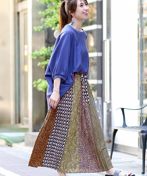 チチカカ（チチカカ）の「パッチプリーツスカート（スカート・レディース・グリーン/ブラウン・FREE）」の13枚目の写真