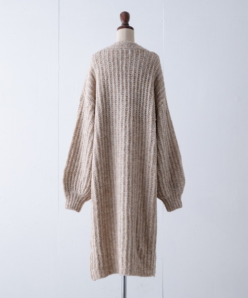INTER FACTORY(インターファクトリー)の「ファッションインフルエンサー kally - ボリュームロングニットカーディガン made in INTER FACTORY(カーディガン/ボレロ・レディース・ダークブラウン/ベージュ・FREE)」の4枚目の写真