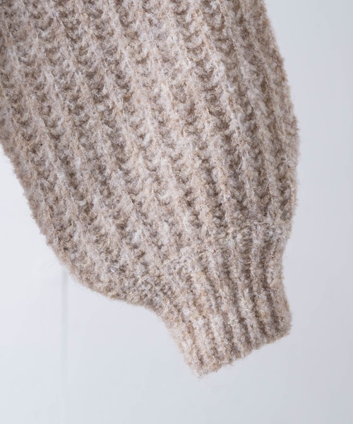 INTER FACTORY(インターファクトリー)の「ファッションインフルエンサー kally - ボリュームロングニットカーディガン made in INTER FACTORY(カーディガン/ボレロ・レディース・ダークブラウン/ベージュ・FREE)」の8枚目の写真