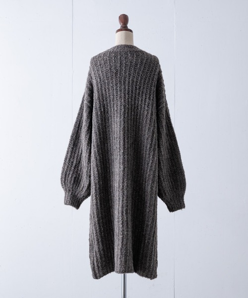 INTER FACTORY(インターファクトリー)の「ファッションインフルエンサー kally - ボリュームロングニットカーディガン made in INTER FACTORY(カーディガン/ボレロ・レディース・ダークブラウン/ベージュ・FREE)」の11枚目の写真