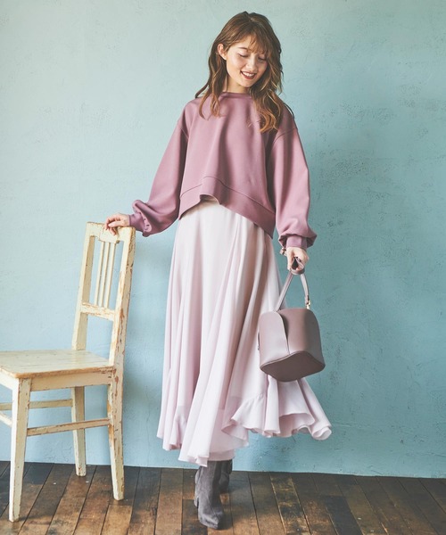 NOELA（ノエラ）の「バックリボントップス（スウェット・レディース・ブラウン/オフホワイト/ピンク・FREE）」の4枚目の写真