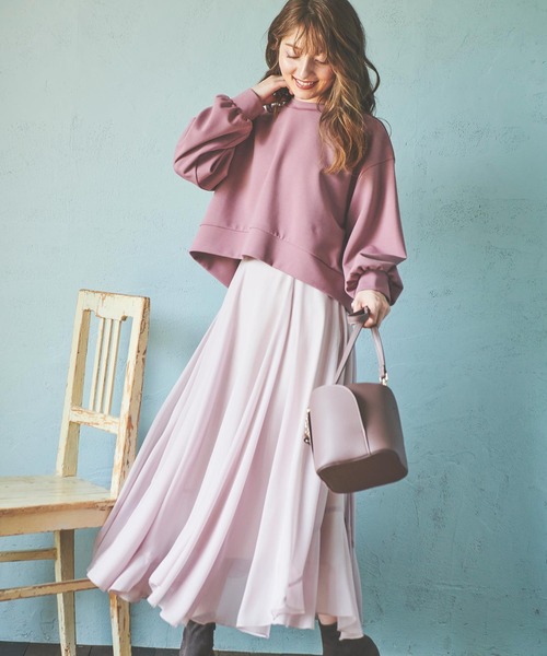 NOELA（ノエラ）の「バックリボントップス（スウェット・レディース・ブラウン/オフホワイト/ピンク・FREE）」の5枚目の写真