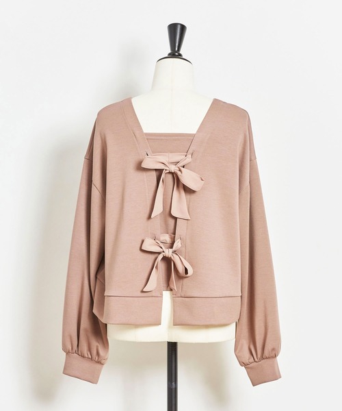 NOELA（ノエラ）の「バックリボントップス（スウェット・レディース・ブラウン/オフホワイト/ピンク・FREE）」の19枚目の写真