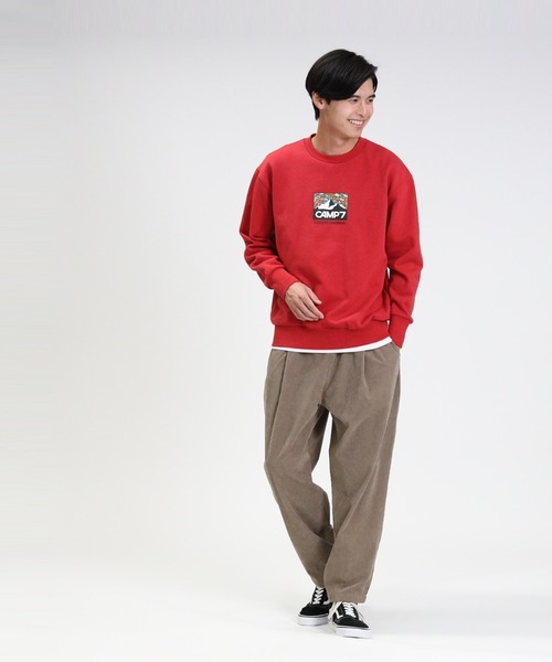 CAMP7（キャンプセブン）の「【CAMP7】ＢＯＸロゴクルーネックスウェット（スウェット・メンズ・ホワイト/レッド/ベージュ・S/M/XL/L）」の12枚目の写真