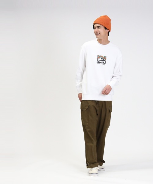 CAMP7（キャンプセブン）の「【CAMP7】ＢＯＸロゴクルーネックスウェット（スウェット・メンズ・ホワイト/レッド/ベージュ・S/M/XL/L）」の4枚目の写真