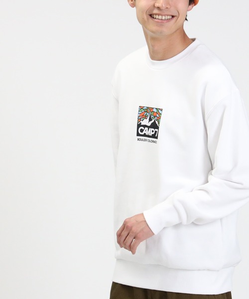 CAMP7（キャンプセブン）の「【CAMP7】ＢＯＸロゴクルーネックスウェット（スウェット・メンズ・ホワイト/レッド/ベージュ・S/M/XL/L）」の5枚目の写真