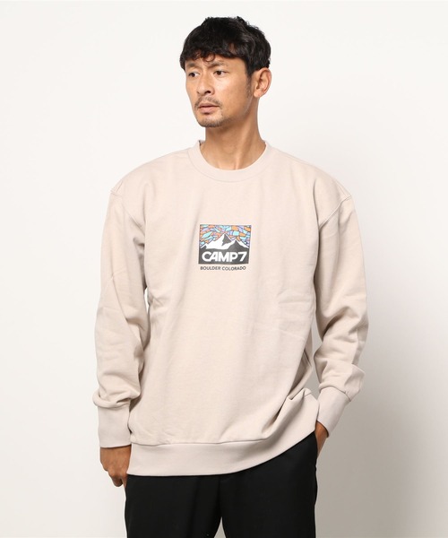 CAMP7（キャンプセブン）の「【CAMP7】ＢＯＸロゴクルーネックスウェット（スウェット・メンズ・ホワイト/レッド/ベージュ・S/M/XL/L）」の11枚目の写真