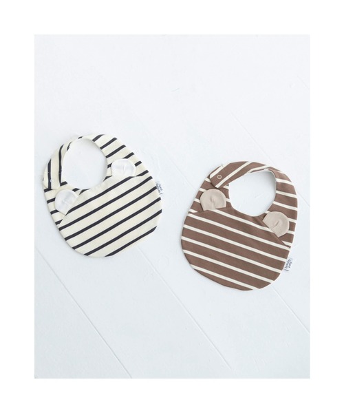 birthday party（バースデイパーティー）の「birthday party/インレイ ストレッチ ボーダー クマ よだれかけ スタイ ベビー（その他ベビー用品・キッズ・オフホワイト/ベージュ・FREE）」の11枚目の写真