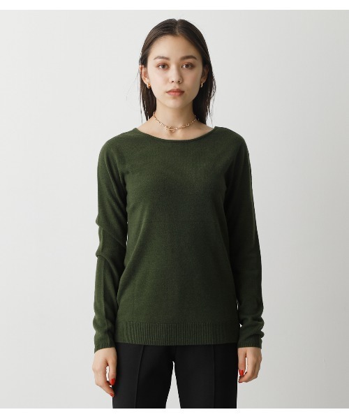 AZUL by moussy(アズールバイマウジー)の「NUDIE 2WAY V/N KNIT/ヌーディー2WAYVネックニット(ニット/セーター・レディース・ブラック/ダークグリーン/ベージュ/オフホワイト/マジェンタ・SMALL/MEDIUM/LARGE)」の17枚目の写真