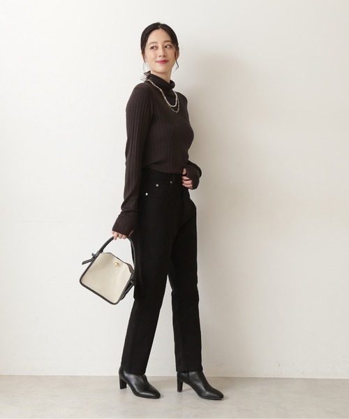 NATURAL BEAUTY BASIC（ナチュラルビューティーベーシック）の「アイレットリブタートルニット/0171270980（ニット/セーター・レディース・オフホワイト/グリーン/チャコールグレー・MEDIUM）」の10枚目の写真