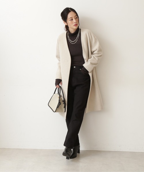 NATURAL BEAUTY BASIC（ナチュラルビューティーベーシック）の「アイレットリブタートルニット/0171270980（ニット/セーター・レディース・オフホワイト/グリーン/チャコールグレー・MEDIUM）」の11枚目の写真