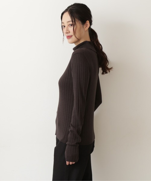 NATURAL BEAUTY BASIC（ナチュラルビューティーベーシック）の「アイレットリブタートルニット/0171270980（ニット/セーター・レディース・オフホワイト/グリーン/チャコールグレー・MEDIUM）」の14枚目の写真