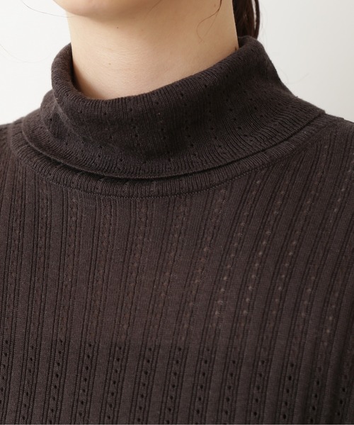 NATURAL BEAUTY BASIC（ナチュラルビューティーベーシック）の「アイレットリブタートルニット/0171270980（ニット/セーター・レディース・オフホワイト/グリーン/チャコールグレー・MEDIUM）」の15枚目の写真