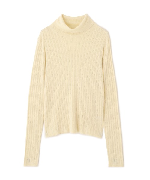 NATURAL BEAUTY BASIC（ナチュラルビューティーベーシック）の「アイレットリブタートルニット/0171270980（ニット/セーター・レディース・オフホワイト/グリーン/チャコールグレー・MEDIUM）」の7枚目の写真