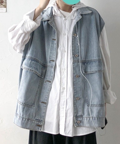 KOR(ケーオーアール)の「ウォッシュ加工 デニムワークベスト(ベスト・メンズ・ブラック/ブルー・2XL/M/3XL/4XL/XL/5XL/L)」の17枚目の写真