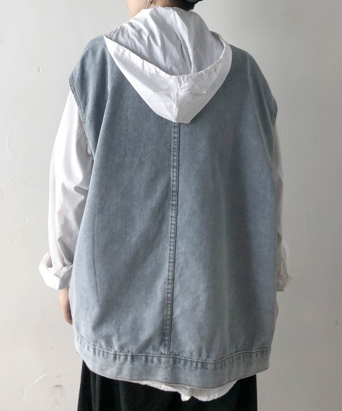 KOR(ケーオーアール)の「ウォッシュ加工 デニムワークベスト(ベスト・メンズ・ブラック/ブルー・2XL/M/3XL/4XL/XL/5XL/L)」の12枚目の写真