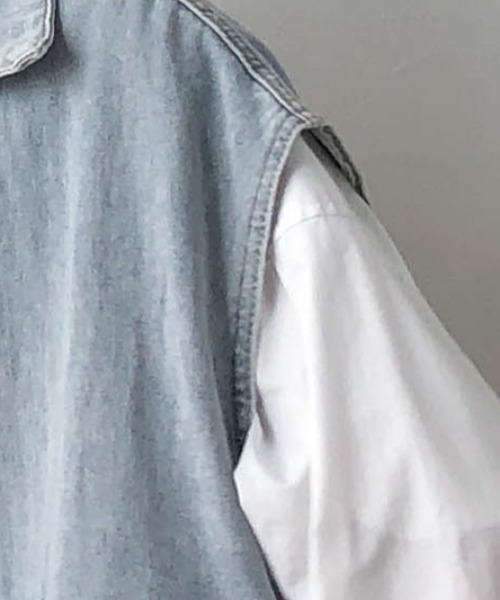 KOR(ケーオーアール)の「ウォッシュ加工 デニムワークベスト(ベスト・メンズ・ブラック/ブルー・2XL/M/3XL/4XL/XL/5XL/L)」の18枚目の写真