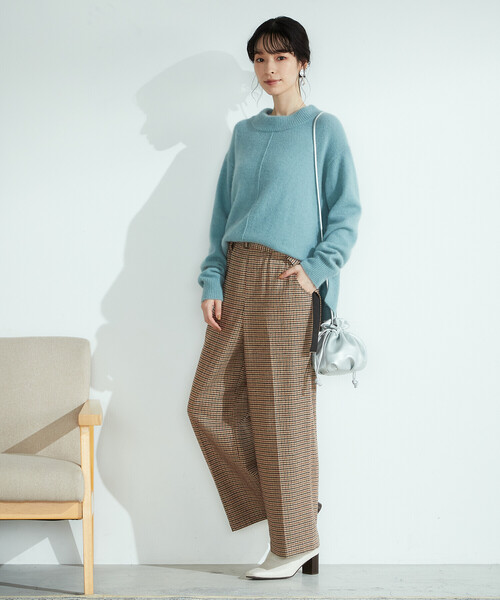 ONIGIRI(オニギリ)の「ベルト付き チェックパンツ(その他パンツ・レディース・ベージュ/グレー・SMALL/MEDIUM/LARGE)」の17枚目の写真